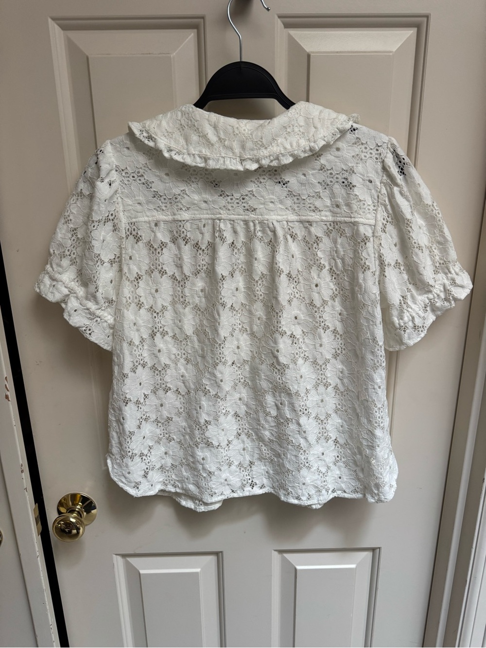 Pilcro Keira White Lace Eyelet Button-Front Blouse - Picture 9 of 10